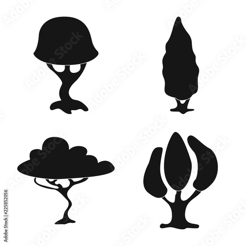 Vector design of tree and nature symbol. Set of tree and crown stock symbol for web.