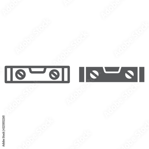 Bubble level tool line and glyph icon, tool and measure, level ruler sign, vector graphics, a linear pattern