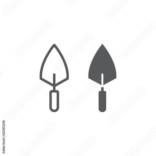 Trowel line and glyph icon, tool and repair, bricklayer sign, vector graphics, a linear pattern on a white background.