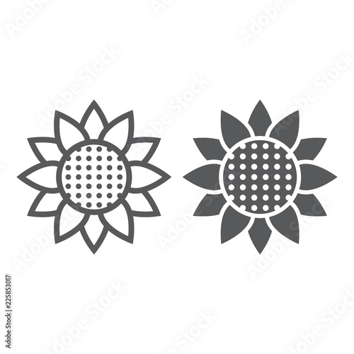 Sunflower line and glyph icon, nature and floral, flower sign, vector graphics, a linear pattern on a white background.