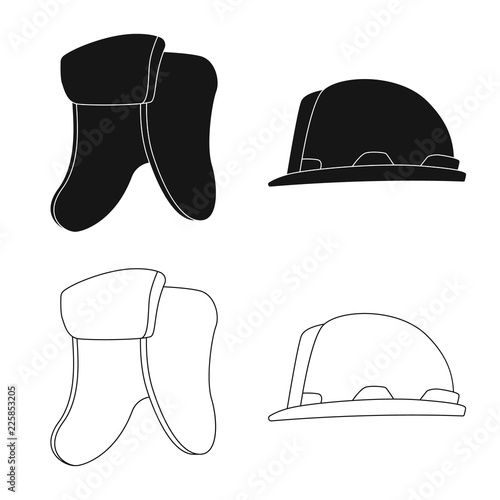 Isolated object of headgear and cap logo. Collection of headgear and accessory stock vector illustration.