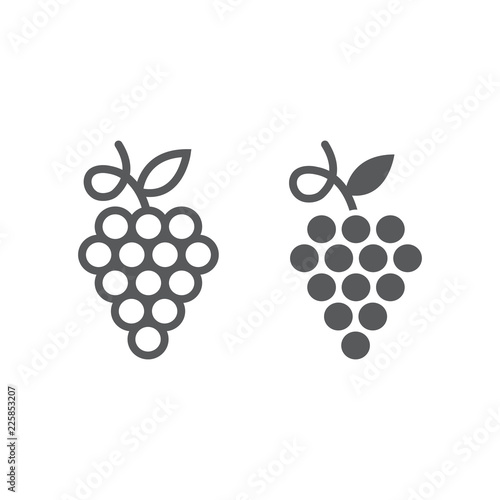 Grapes line and glyph icon, fruit and plant, wine sign, vector graphics, a linear pattern on a white background.