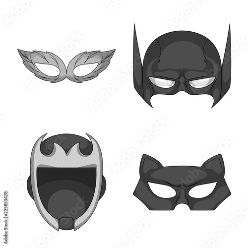 Vector design of hero and mask symbol. Collection of hero and superhero stock vector illustration.