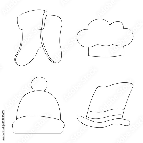 Vector illustration of headgear and cap symbol. Set of headgear and accessory stock symbol for web.