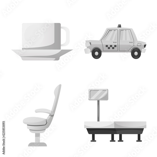 Vector design of airport and airplane icon. Collection of airport and plane stock vector illustration.