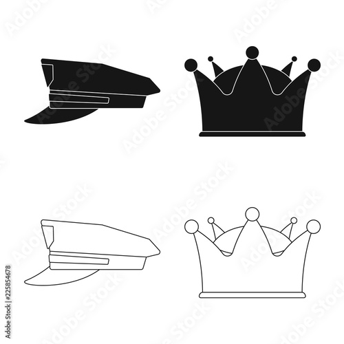 Isolated object of headgear and cap logo. Set of headgear and accessory vector icon for stock.