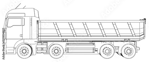 Truck tipper. Created illustration of 3d. Wire-frame. EPS 10 vector format.