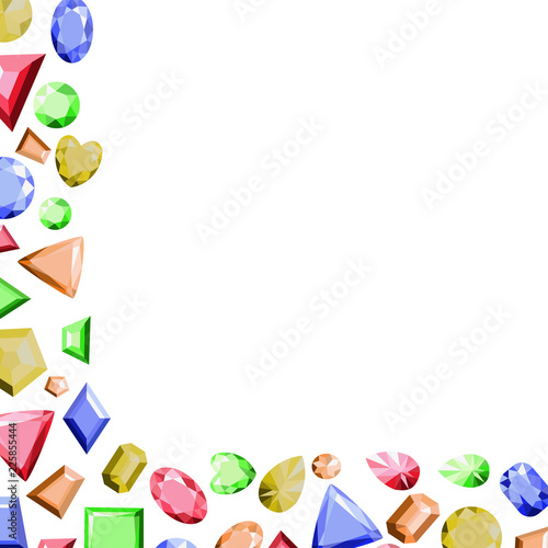 A frame from multi-colored precious stones of different shapes. Vector