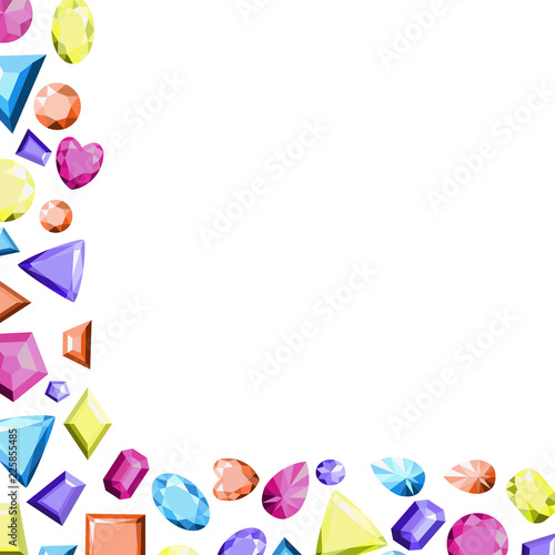 A frame from multi-colored precious stones of different shapes. Vector