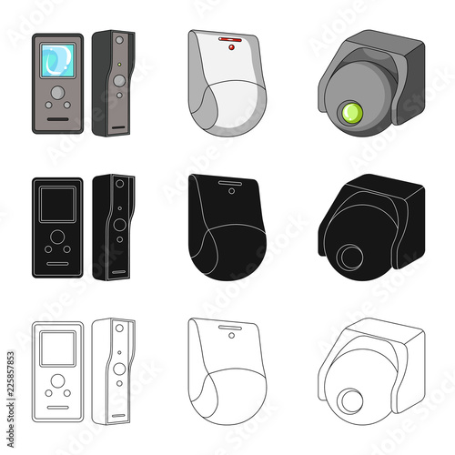 Vector design of cctv and camera sign. Set of cctv and system stock symbol for web.