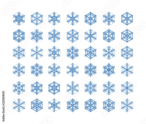 Set of snowflakes. Winter decorative element.
