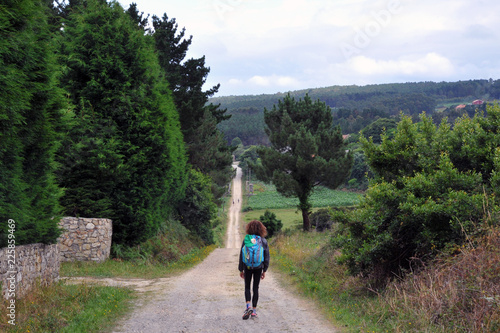 CAMINO DE SANTIAGO, Pilgrims with backpacks, wolking the Camino de Santiago, camino portugues, holiday