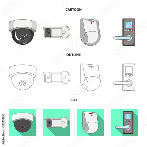 Vector design of cctv and camera sign. Collection of cctv and system vector icon for stock.