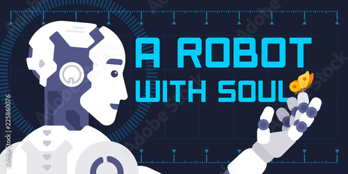 A robot with soul illustration in flat style
