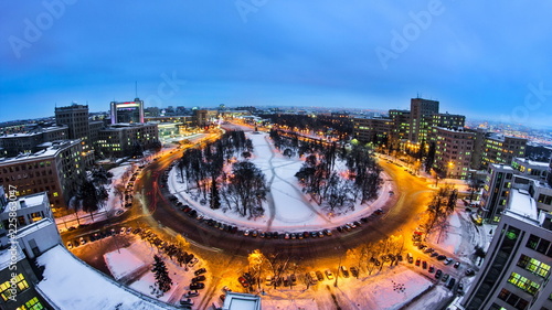 Canvas Print Kharkiv city from above day to night timelapse. Ukraine.