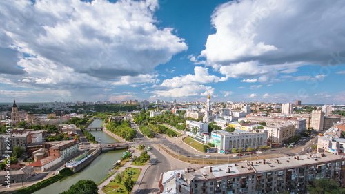 Vászonkép Kharkiv city from above timelapse. Ukraine.