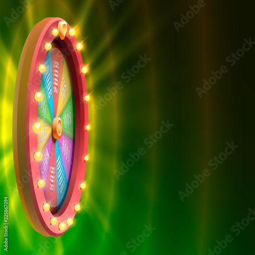 Colorful fortune wheel. isolated on green background. Vector illustration