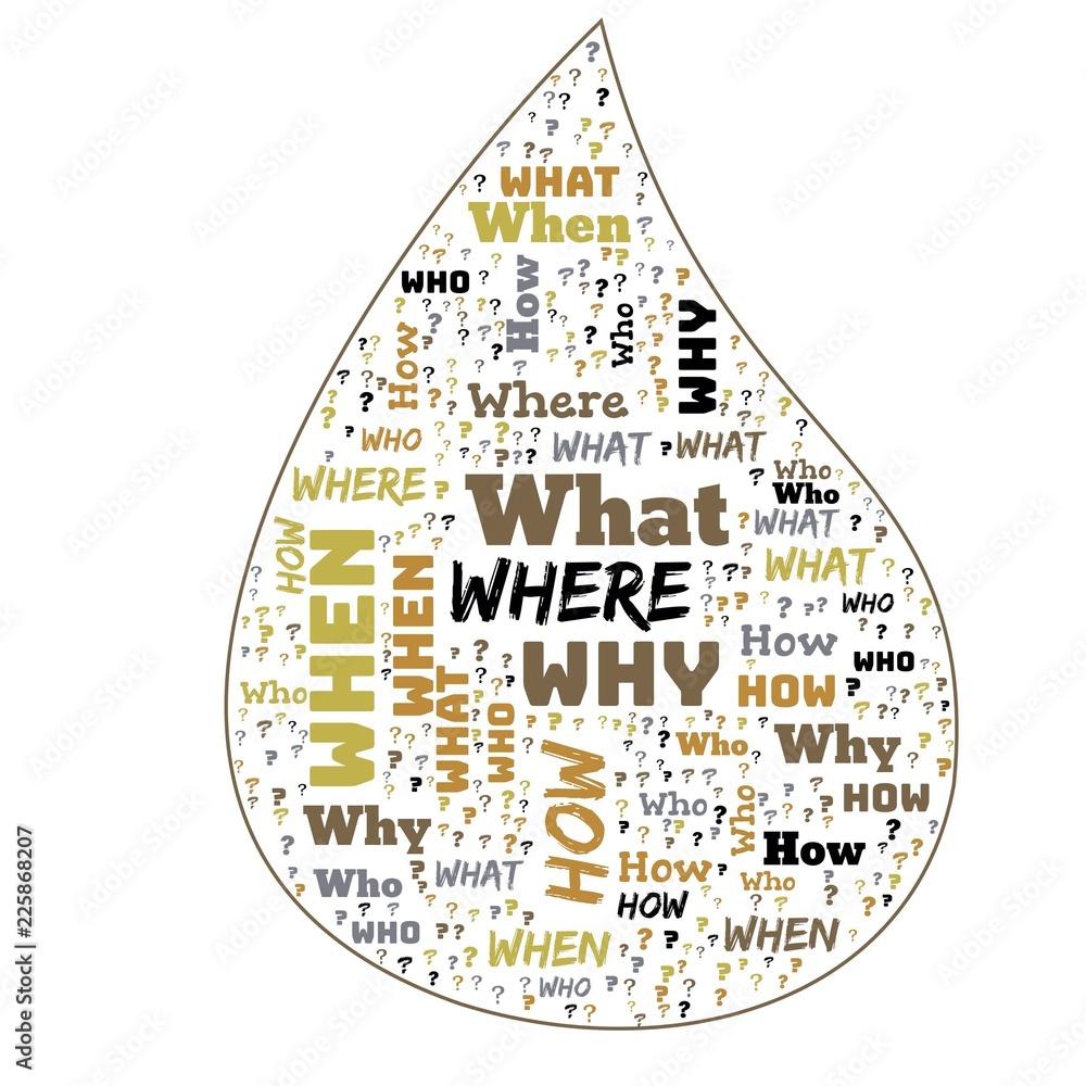 Word Cloud - Who, What, Where, When, Why and How on white background ...