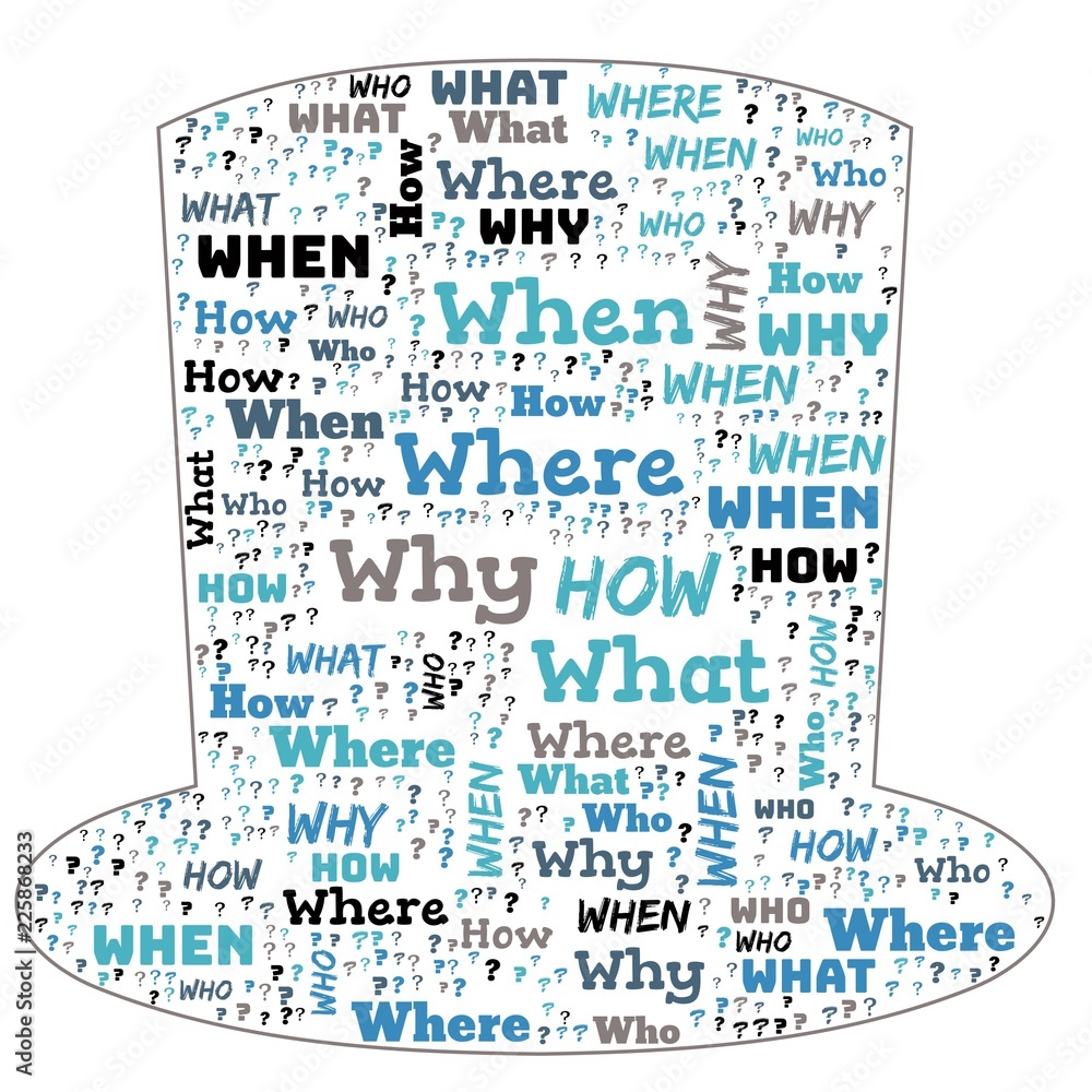 Word Cloud - Who, What, Where, When, Why and How on white background ...