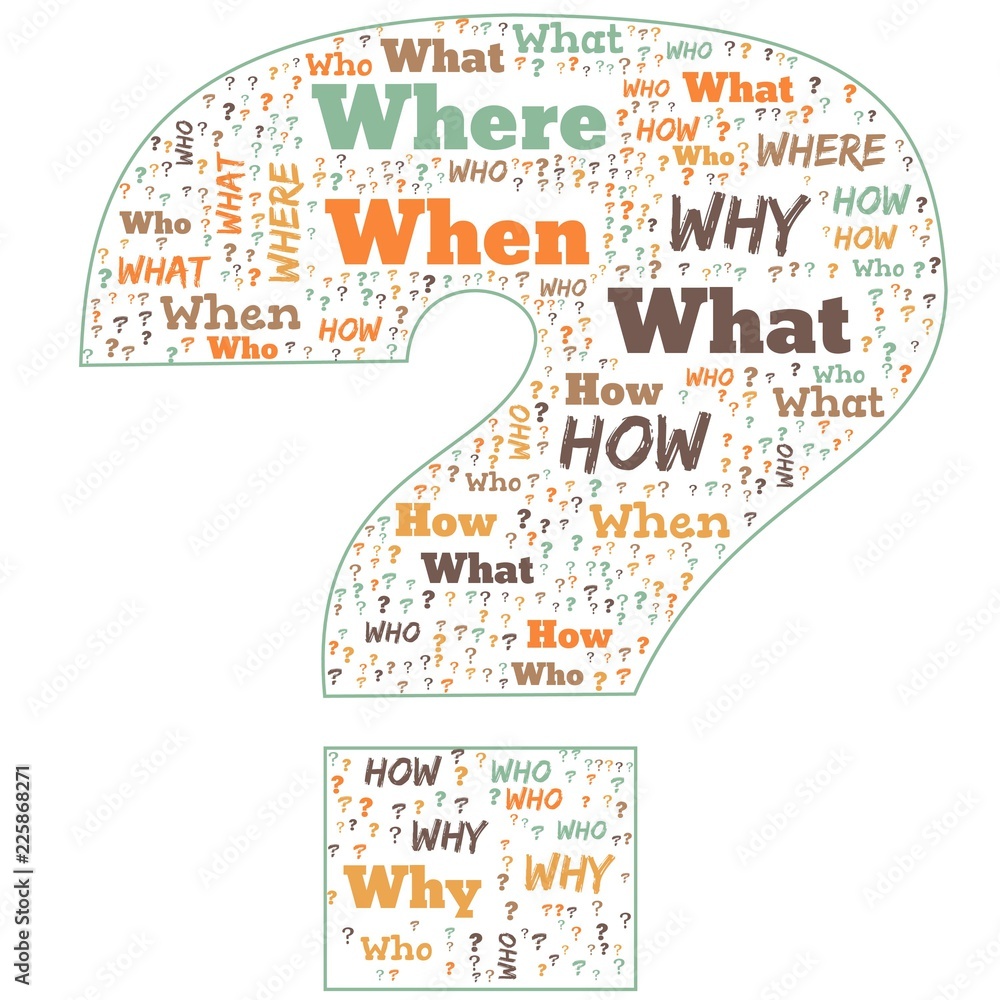 Word Cloud - Who, What, Where, When, Why and How on white background ...
