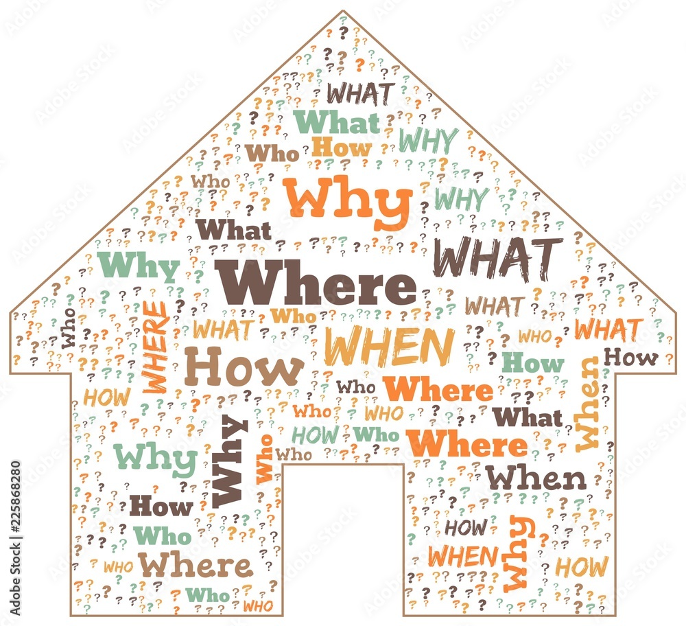 Word Cloud - Who, What, Where, When, Why and How on white background ...