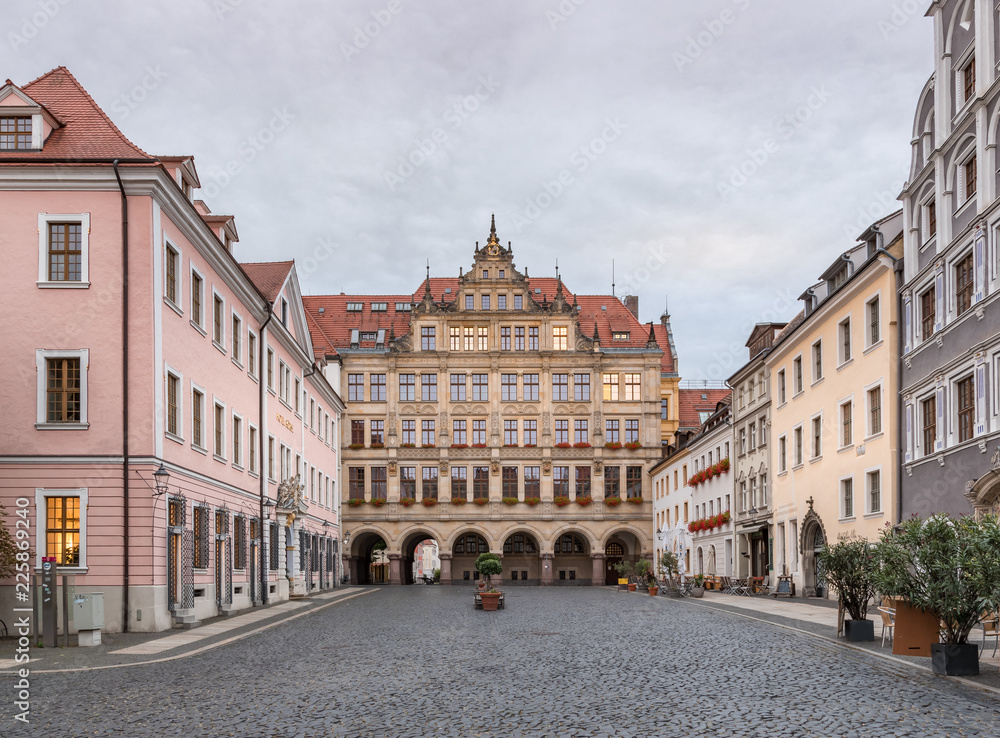 Early morning Gorlitz, East Germany. Beautiful old town, old city center market square.