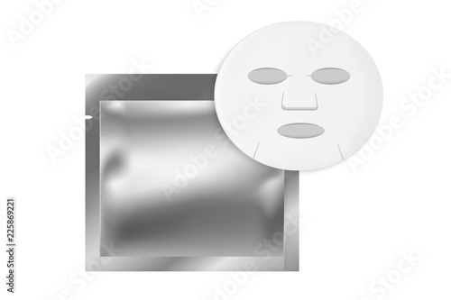 Cosmetic sheet mask. Blank foil or plastic sachet for medicines