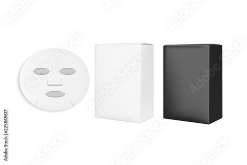 Cosmetic sheet mask. White and black paper box