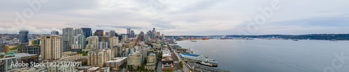 Aerial panorama Seattle Skyline harbor port © Felix Mizioznikov
