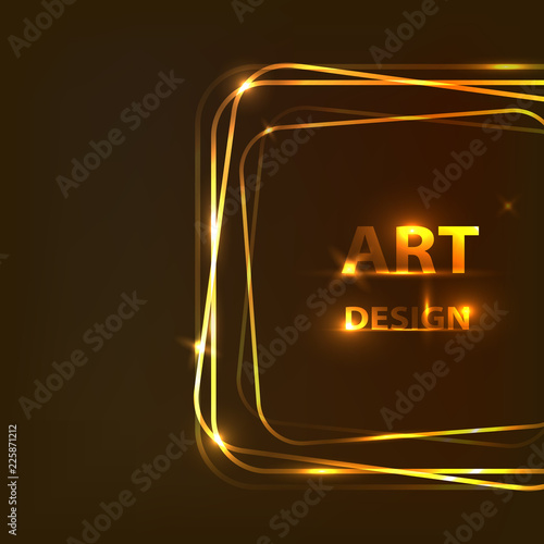 Art design. Transparent banner. Abstract glowing vector. Bright light effect. Neon frame template.