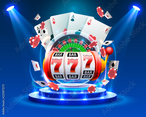 Casino dice banner signboard on background. Vector illustration