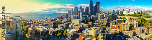 Aerial panoramic photo of Downtown Seattle
