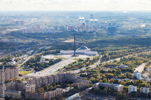 above view of memorial Victory Park in Moscow