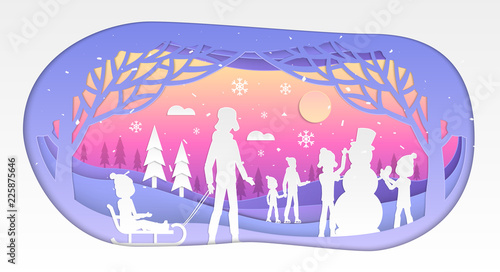 Winter holiday - modern vector paper cut illustration