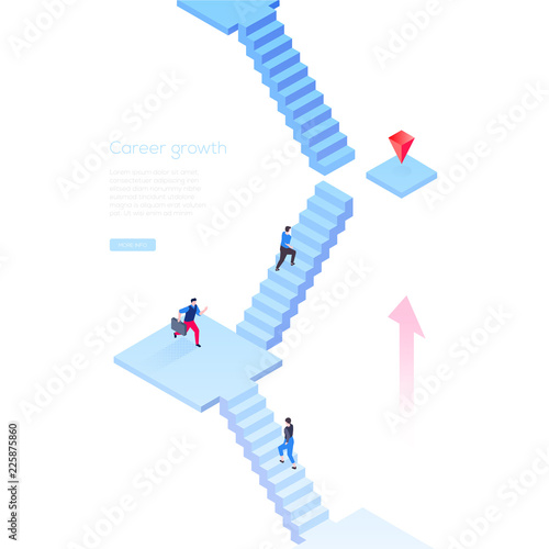 Career growth - modern isometric vector web banner