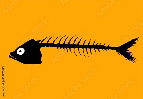 Fishbone vector illustration,isolated on yellow background