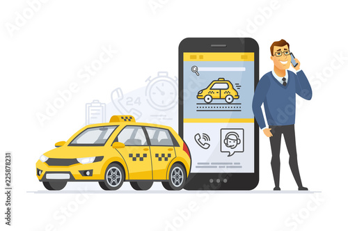 Taxi service - modern vector cartoon character illustration