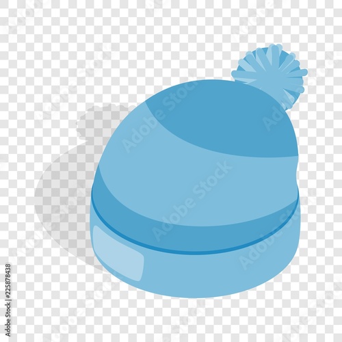 Blue knitted hat isometric icon 3d on a transparent background vector illustration