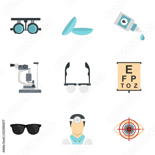 Vision correction icons set. Flat illustration of 9 vision correction vector icons for web