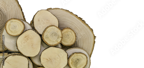 Bild auf Leinwand Pile of wooden logs isolated on white background