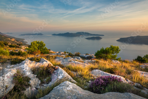 Sunset over the Adriatic sea, Dalmatia, Croatia photo