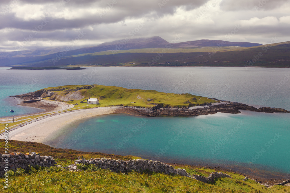 Kyle of Tongue on the north coast of Sutherland, north west Scotland is a magical place to visit, color landscape and the wonderful turquoise waters are a sight to behold, Highland