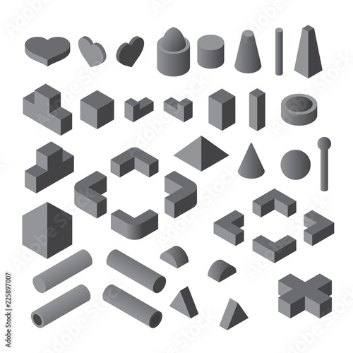 Isometric shapes set. Vector.