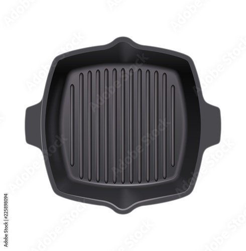 Cast-iron grill pan for cooking barbecue. Kitchen utensils.