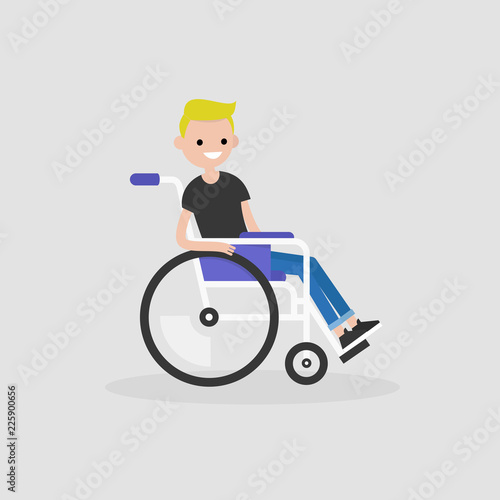 Young male character with a disability sitting in a wheelchair