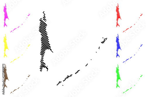 Sakhalin Oblast (Russia, Subjects of the Russian Federation, Oblasts of Russia) map vector illustration, scribble sketch Sakhalin and the Kuril Islands map