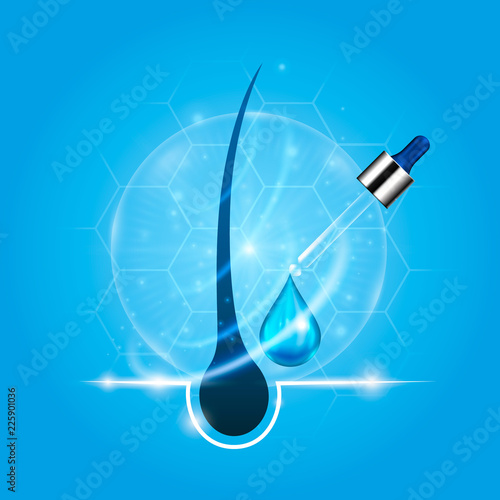 Hair care serum, cover shampoo. Vector illustration