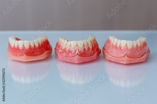 Set of various denture samples, close up view