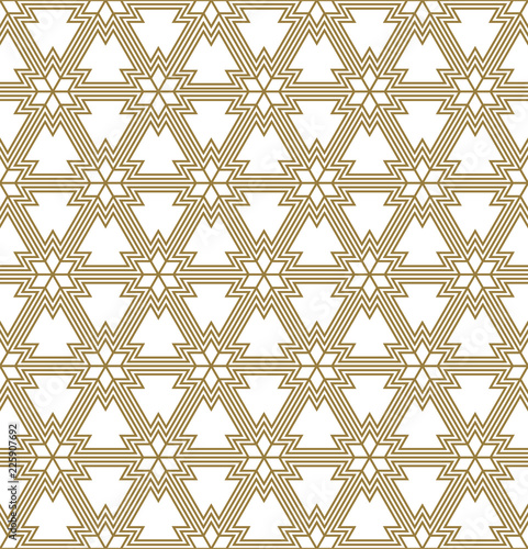Seamless pattern in lite brown geometric lines.
