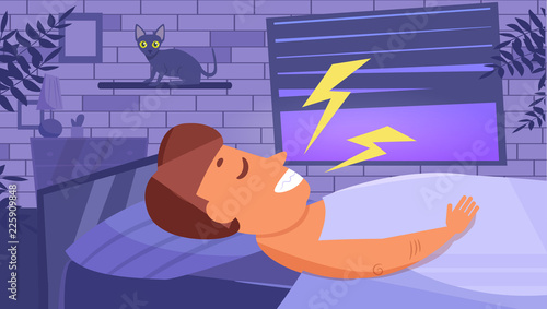 Man sleeps Vector. Cartoon. Isolated art. Flat